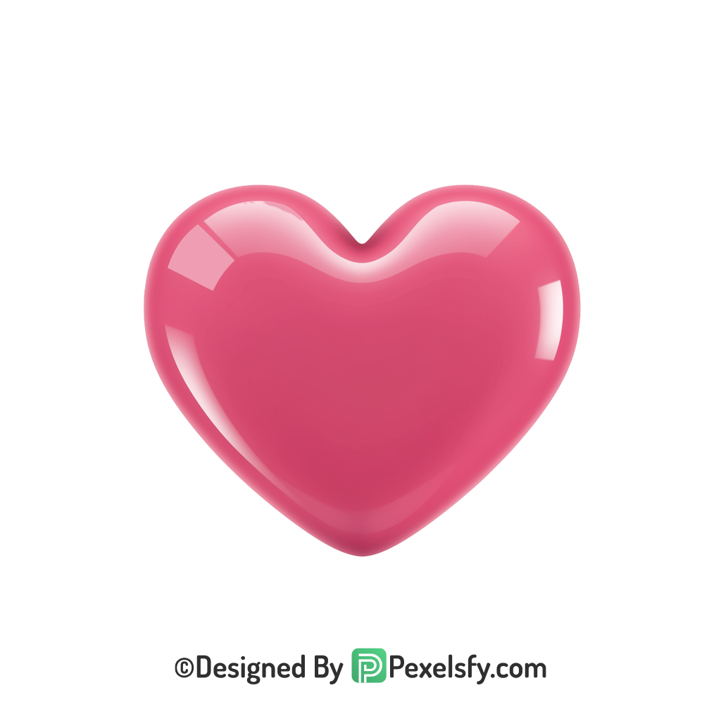 Cute Pink Heart PNG Transparent Design, 3d
