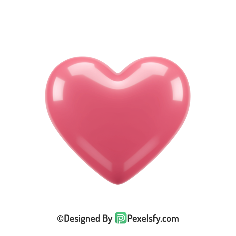 Beautiful Pink Heart PNG Transparent Design, 3d