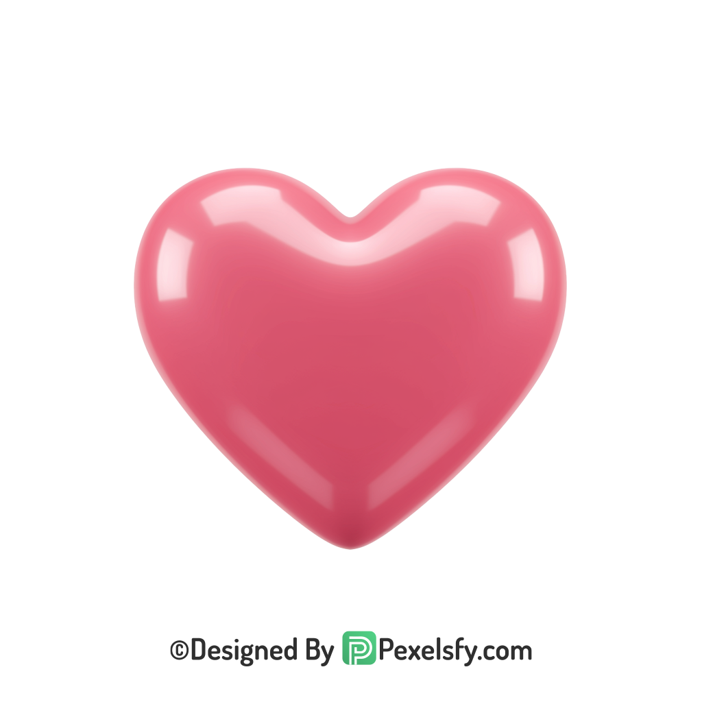 Beautiful Pink Heart PNG Transparent Design, 3d