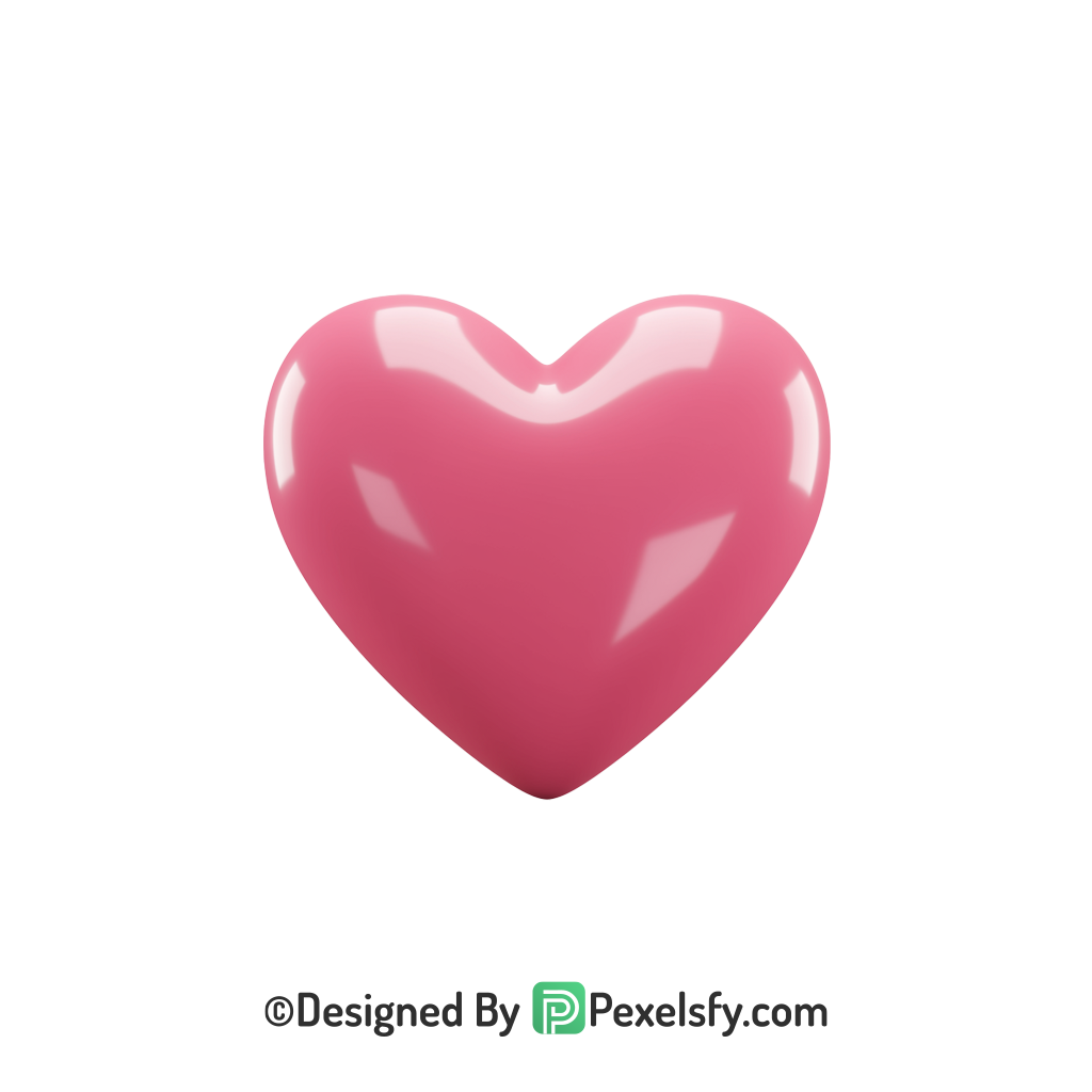 Simple Pink Heart PNG Transparent Design, 3d