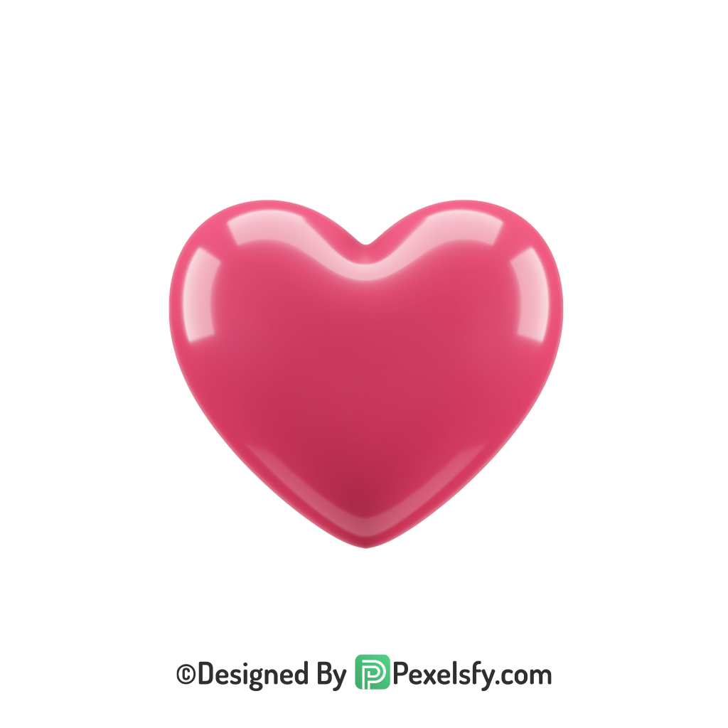 Soft Pink Heart PNG Transparent Design, 3d