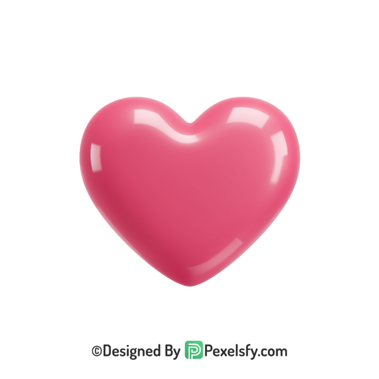 Bright Pink Heart PNG Transparent Design, 3d