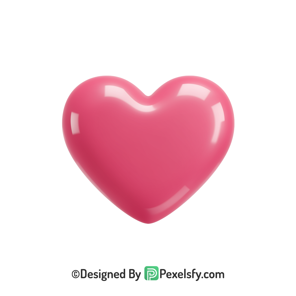 Bright Pink Heart PNG Transparent Design, 3d
