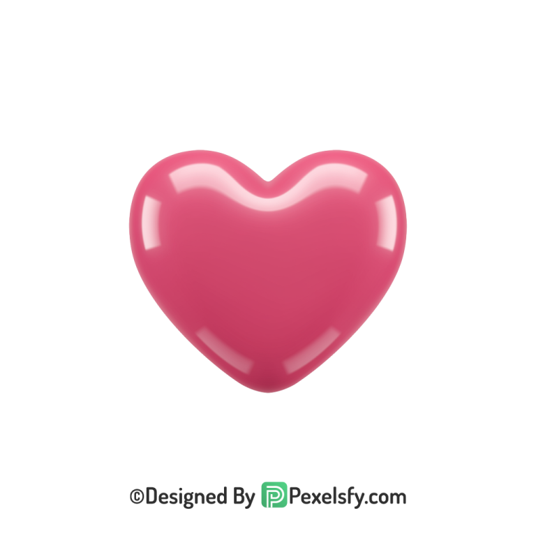 Realistic Pink Heart PNG Transparent Design, 3d