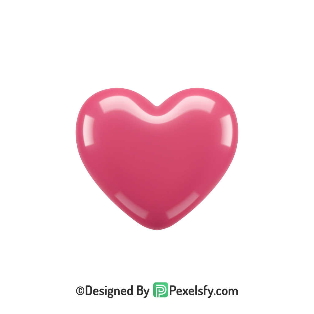 Realistic Pink Heart PNG Transparent Design, 3d