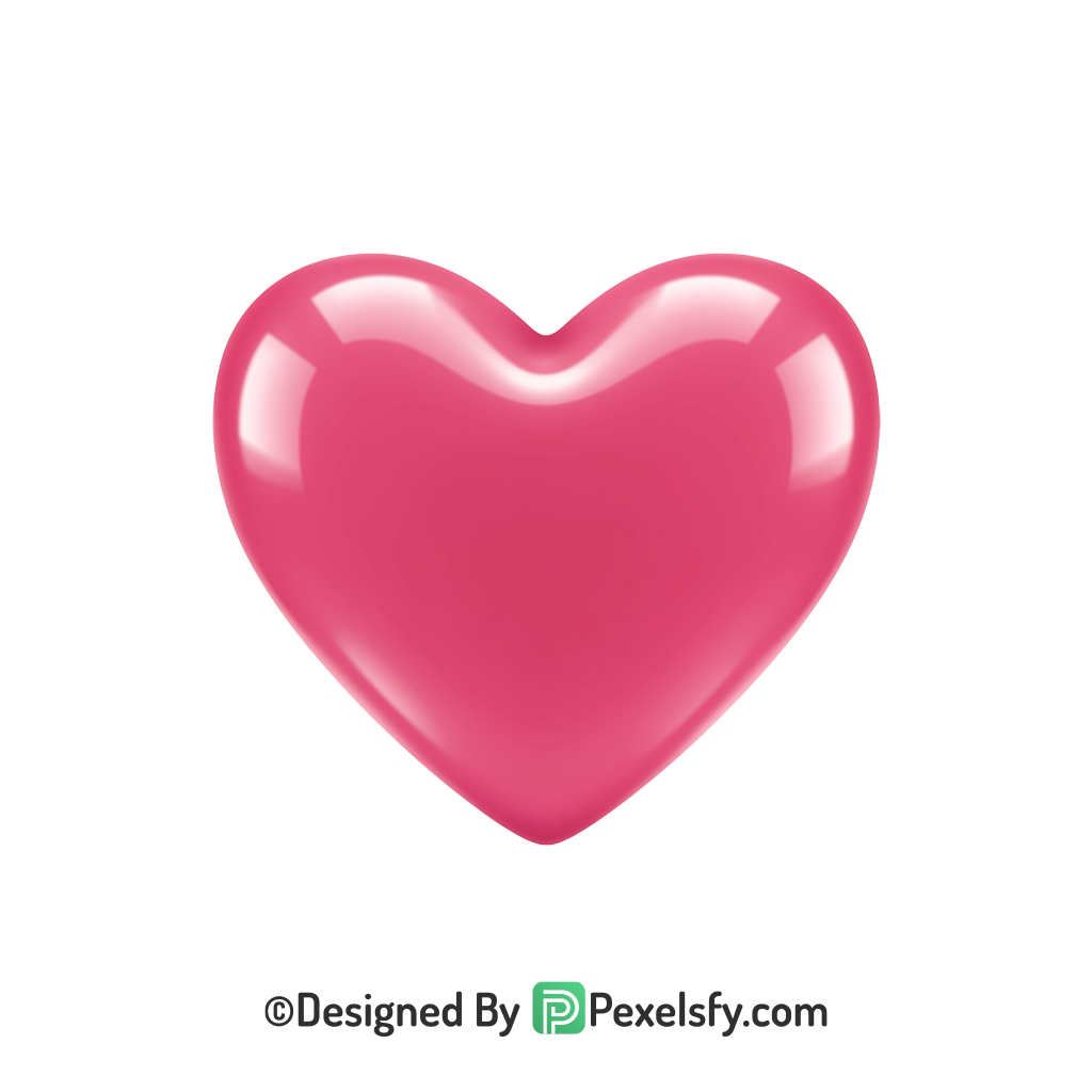 Cartoon Pink Heart PNG Transparent Design, 3d