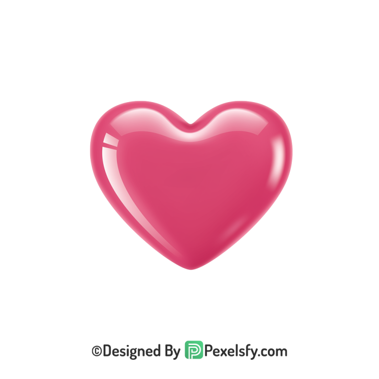 Flat Pink Heart PNG Transparent Design, 3d