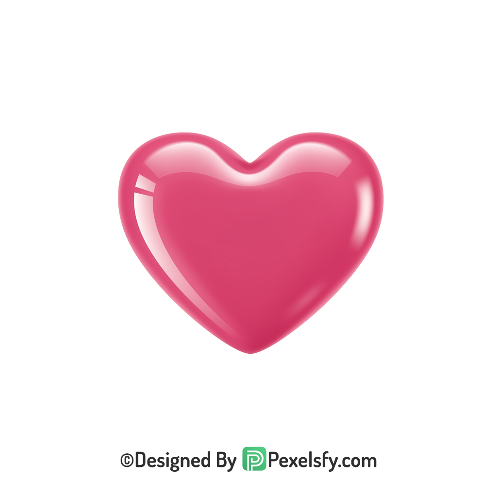 Flat Pink Heart PNG Transparent Design, 3d