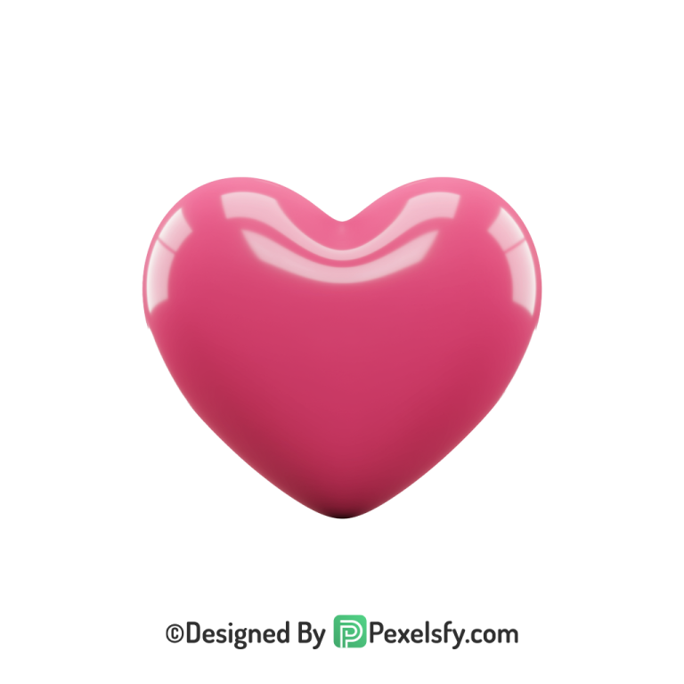Lovely Pink Heart PNG Transparent Design, 3d