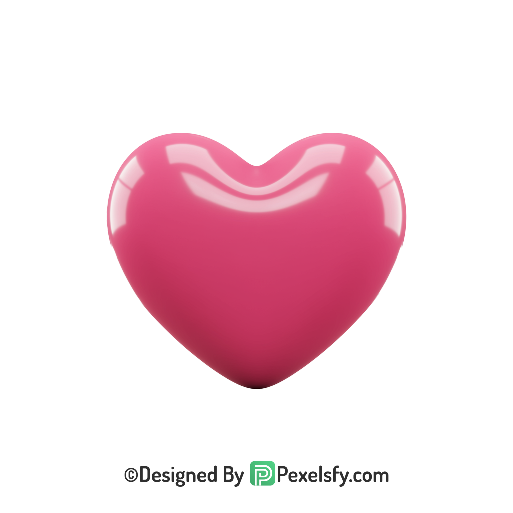 Lovely Pink Heart PNG Transparent Design, 3d