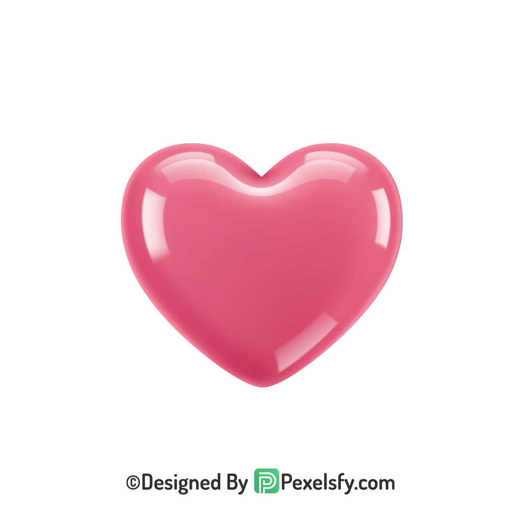 Isolated Pink Heart PNG Transparent Design, 3d