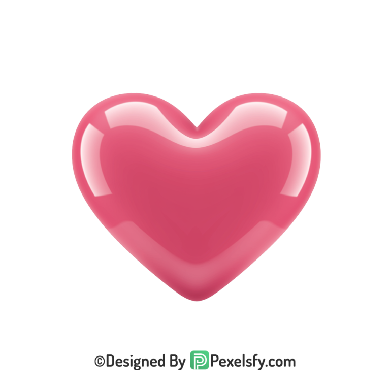 Valentine Pink Heart PNG Transparent Design, 3d