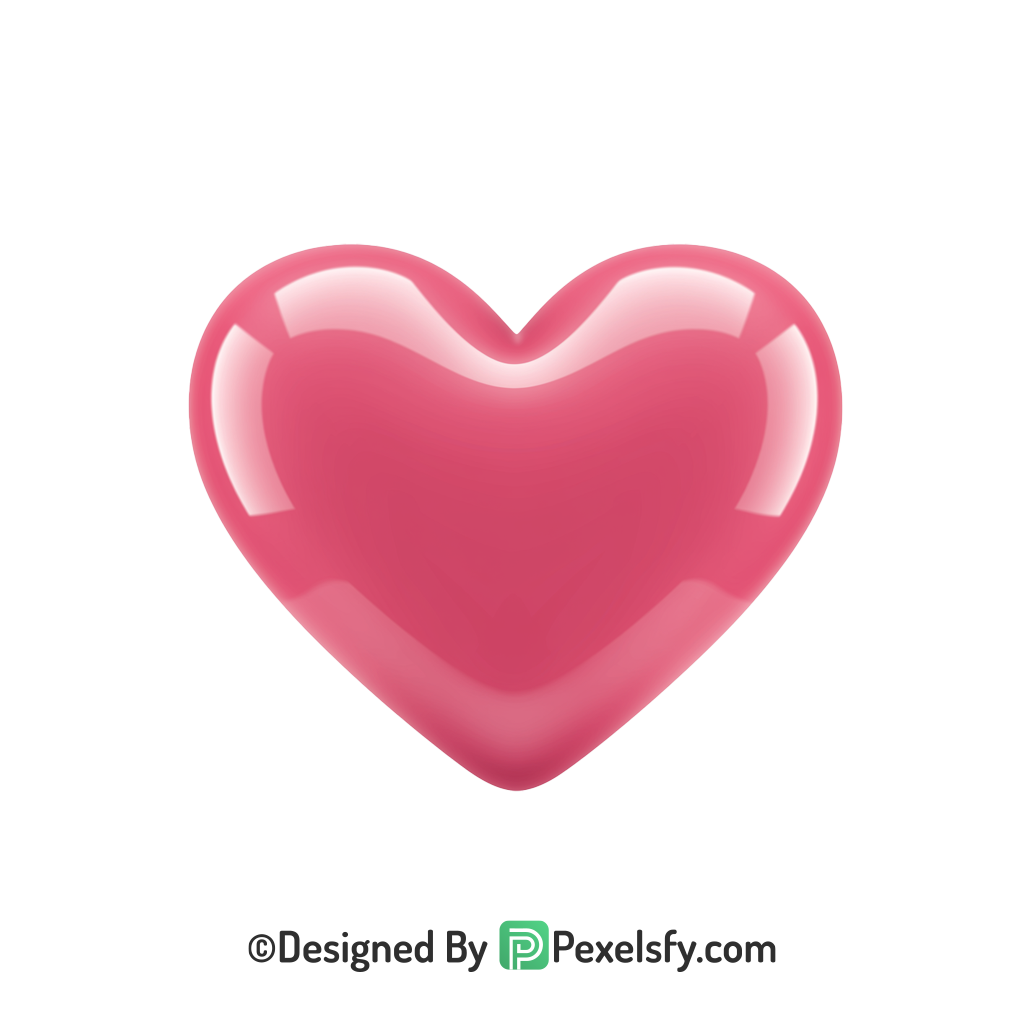 Valentine Pink Heart PNG Transparent Design, 3d