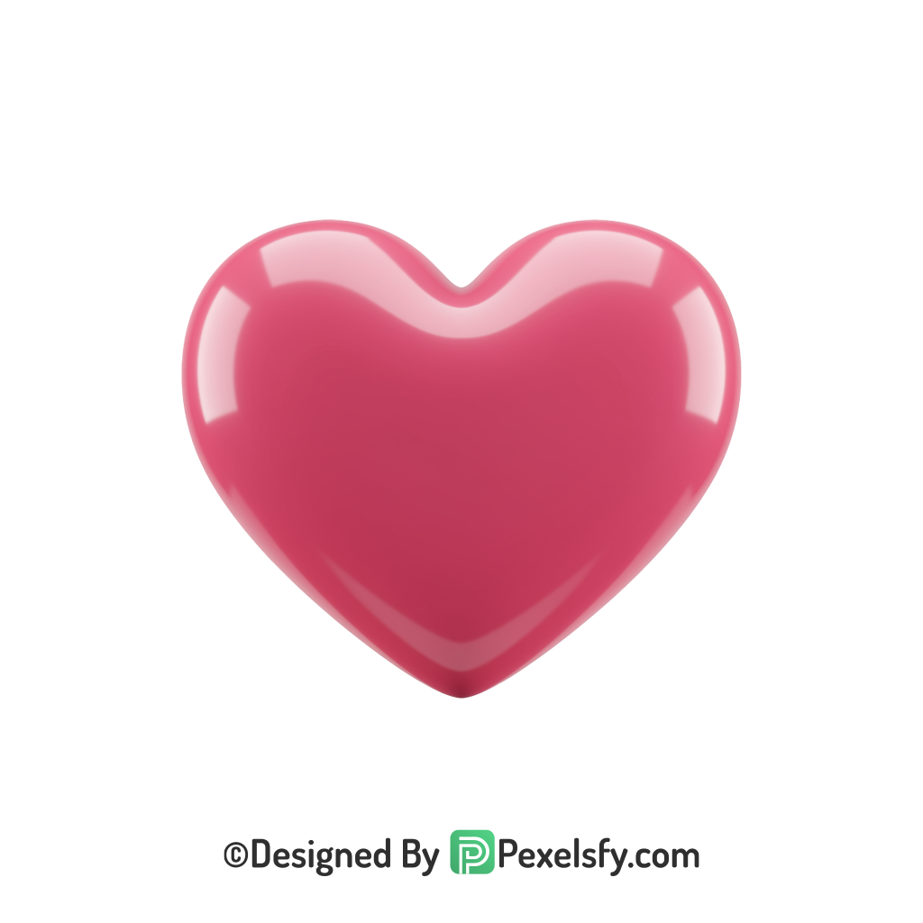 Girly Pink Heart PNG Transparent Design, 3d
