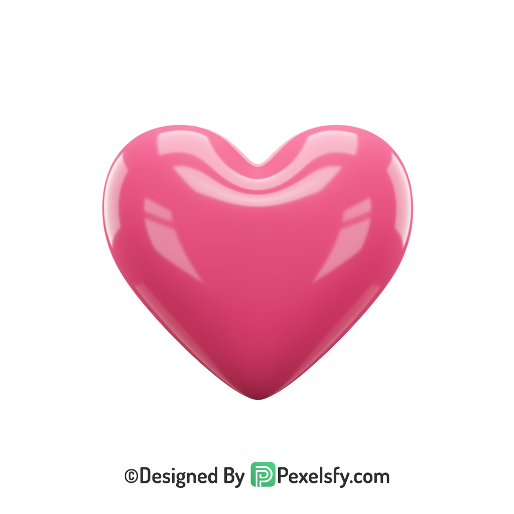 Fancy Pink Heart PNG Transparent Design, 3d