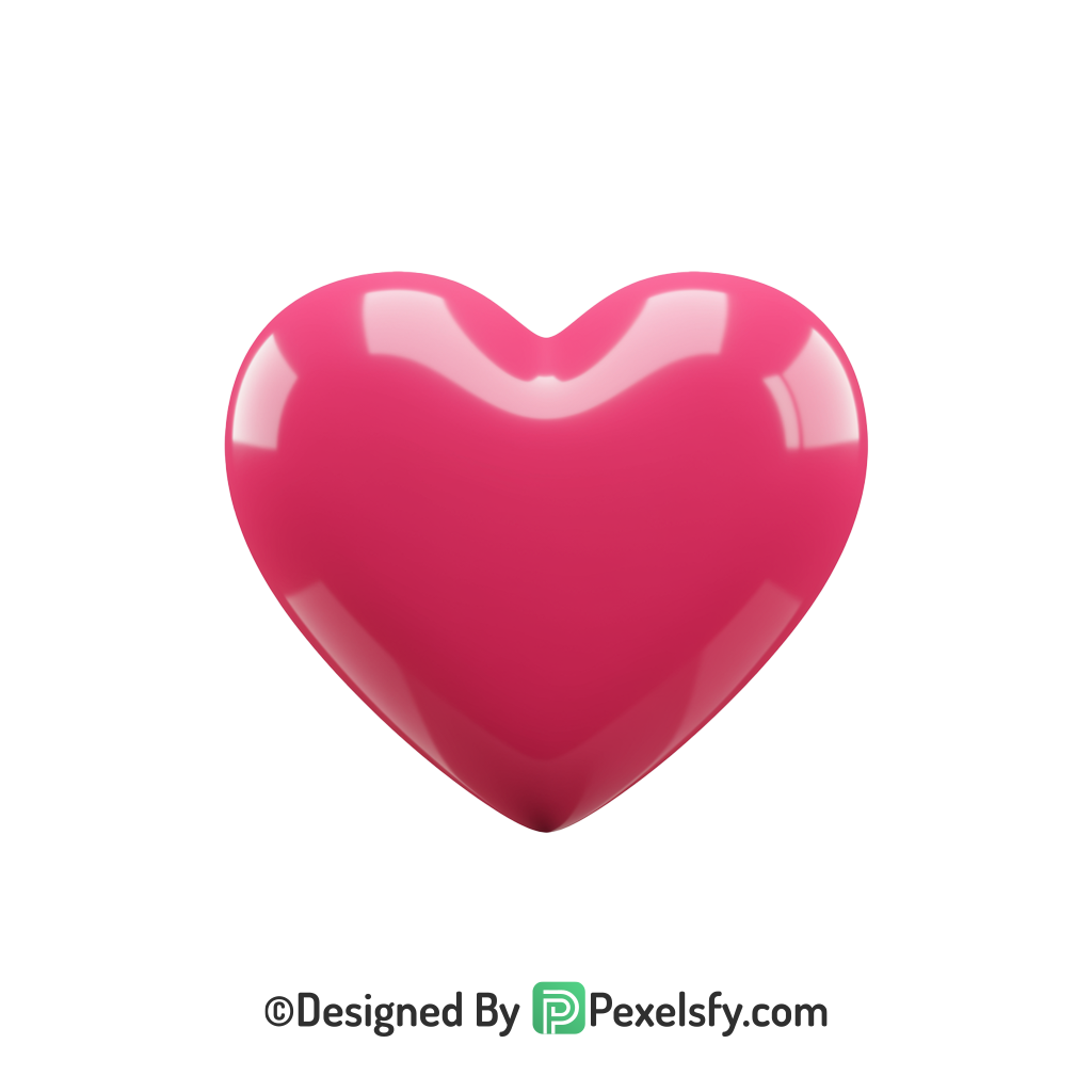 Modern Pink Heart PNG Transparent Design, 3d