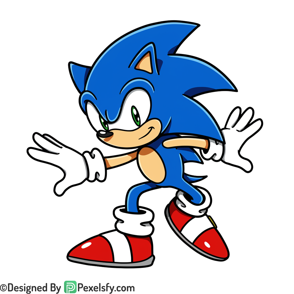 Cartoon Style Sonic PNG Transparent Background, sonic