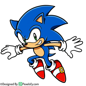 Outline Style Sonic PNG Transparent Background, sonic