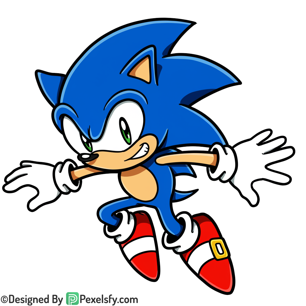 Outline Style Sonic PNG Transparent Background, sonic
