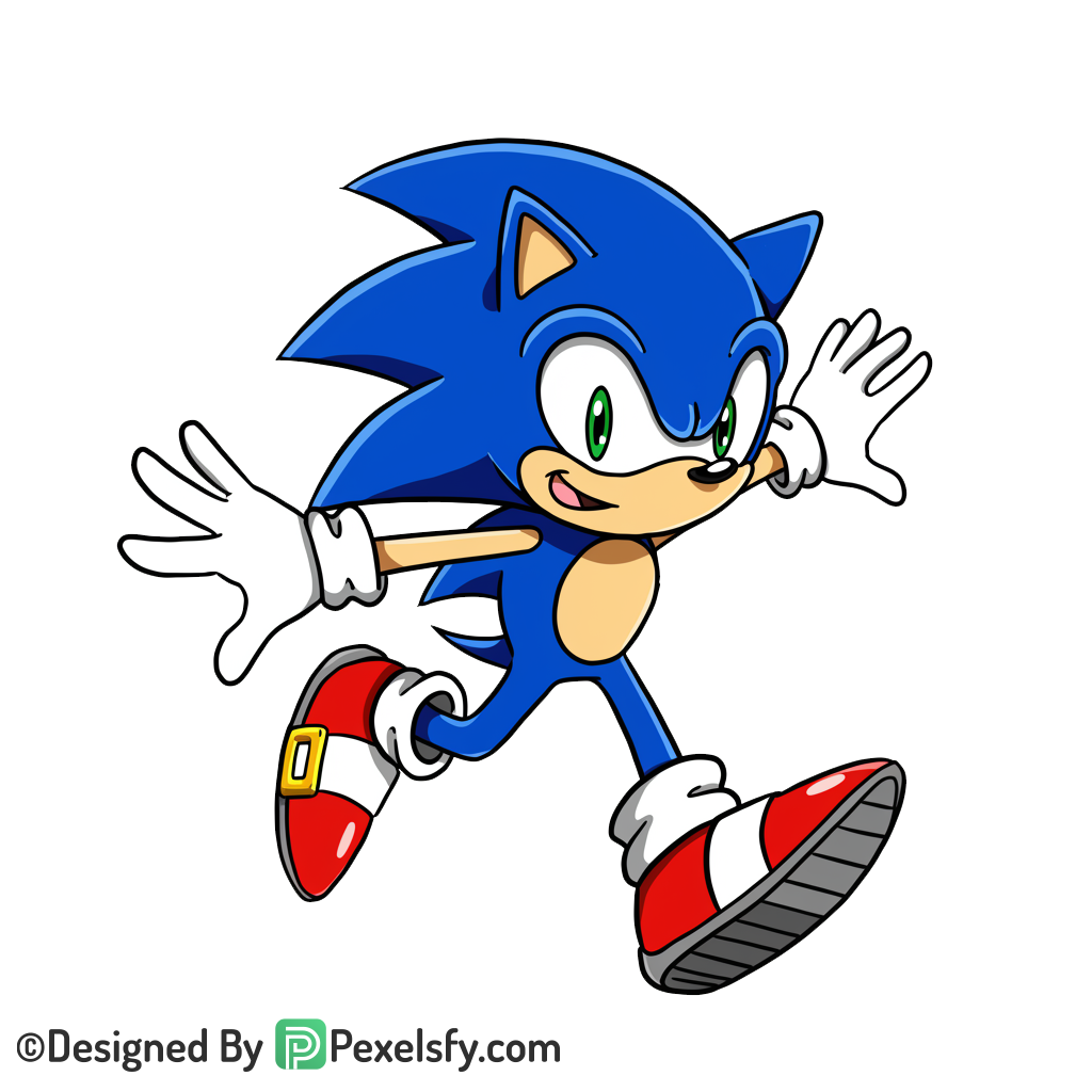 Stylized Sonic PNG Transparent Background, sonic clipart,
