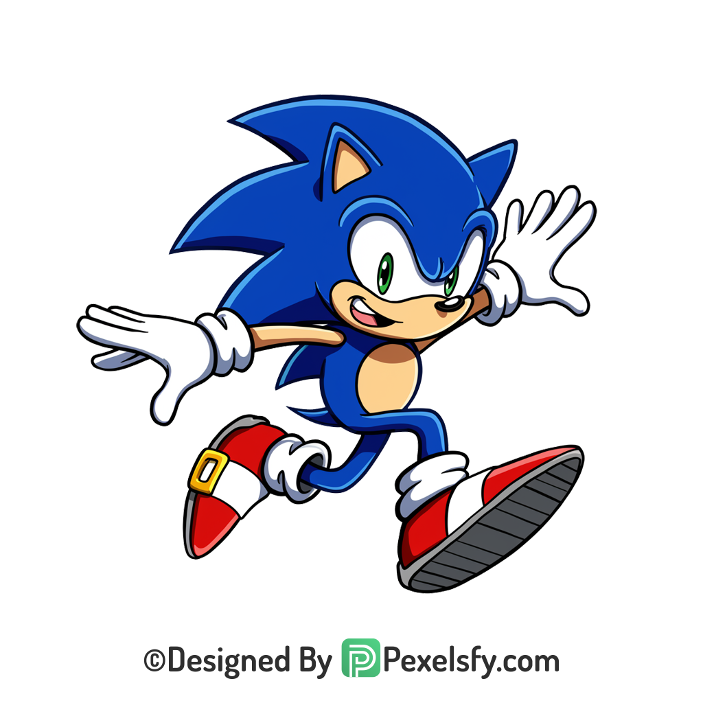 Neon Sonic Design PNG Transparent Background, sonic