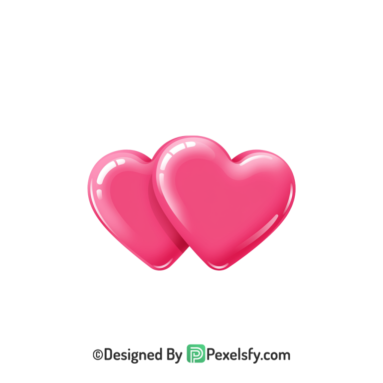 Cute Two Pink Hearts PNG Transparent, 3d