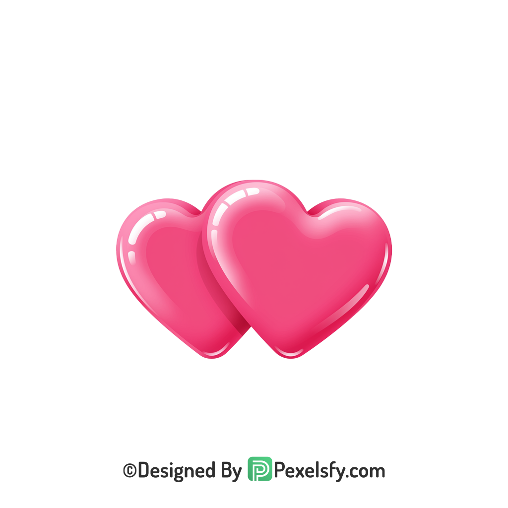 Cute Two Pink Hearts PNG Transparent, 3d
