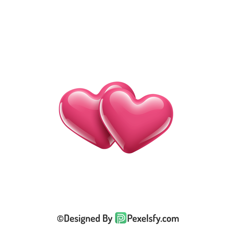 Bright Two Pink Hearts PNG Transparent, 3d
