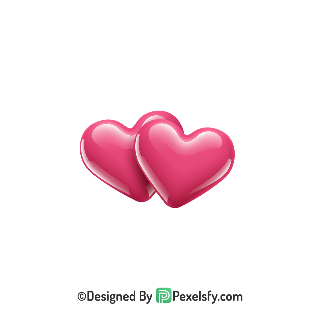 Bright Two Pink Hearts PNG Transparent, 3d