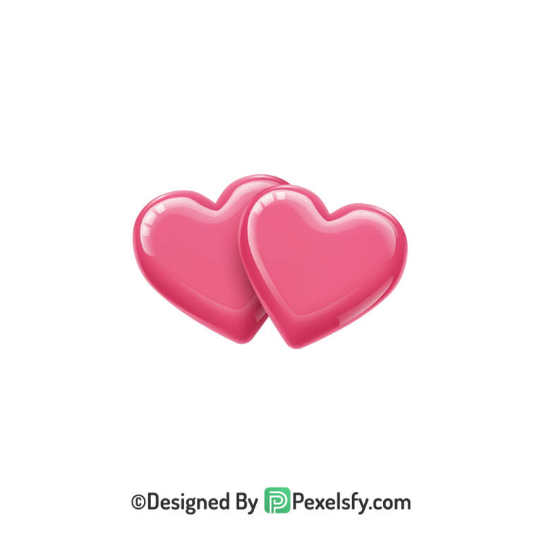 Romantic Two Pink Hearts PNG Transparent, 3d