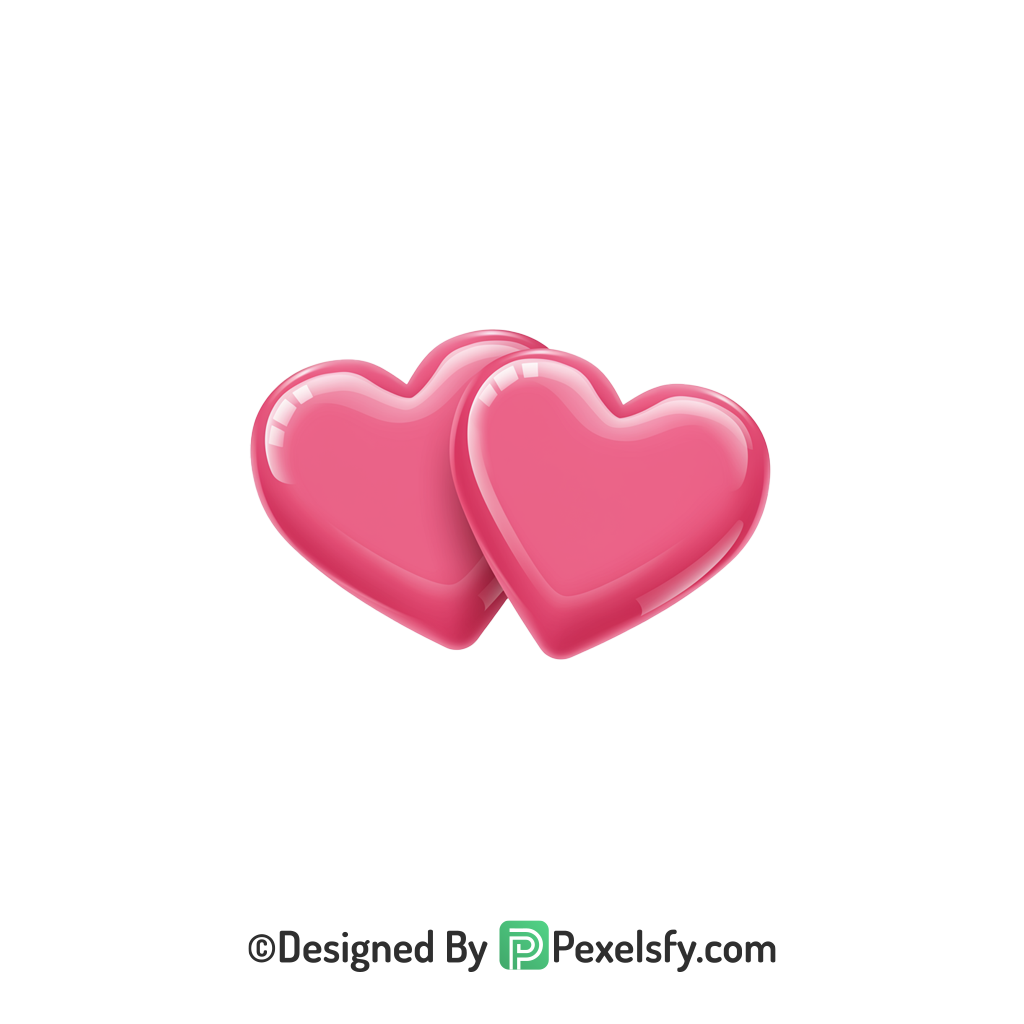 Romantic Two Pink Hearts PNG Transparent, 3d