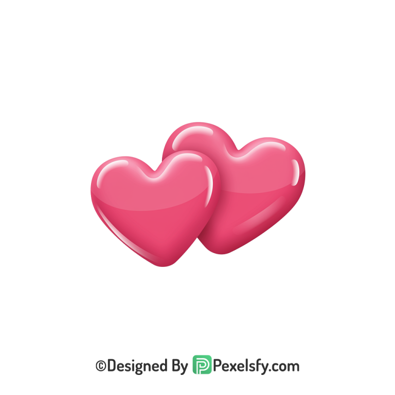 Lovely Two Pink Hearts PNG Transparent, 3d