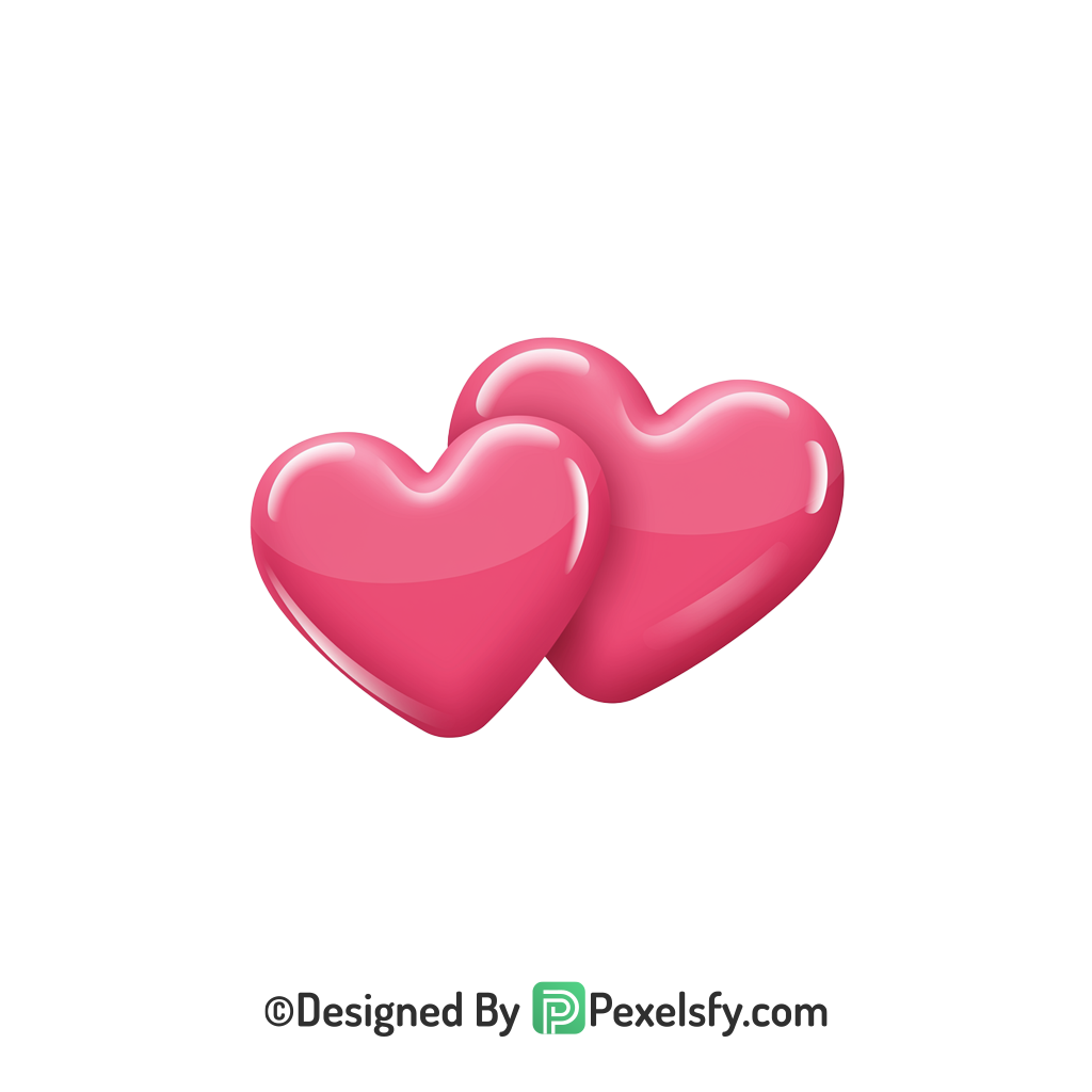 Lovely Two Pink Hearts PNG Transparent, 3d
