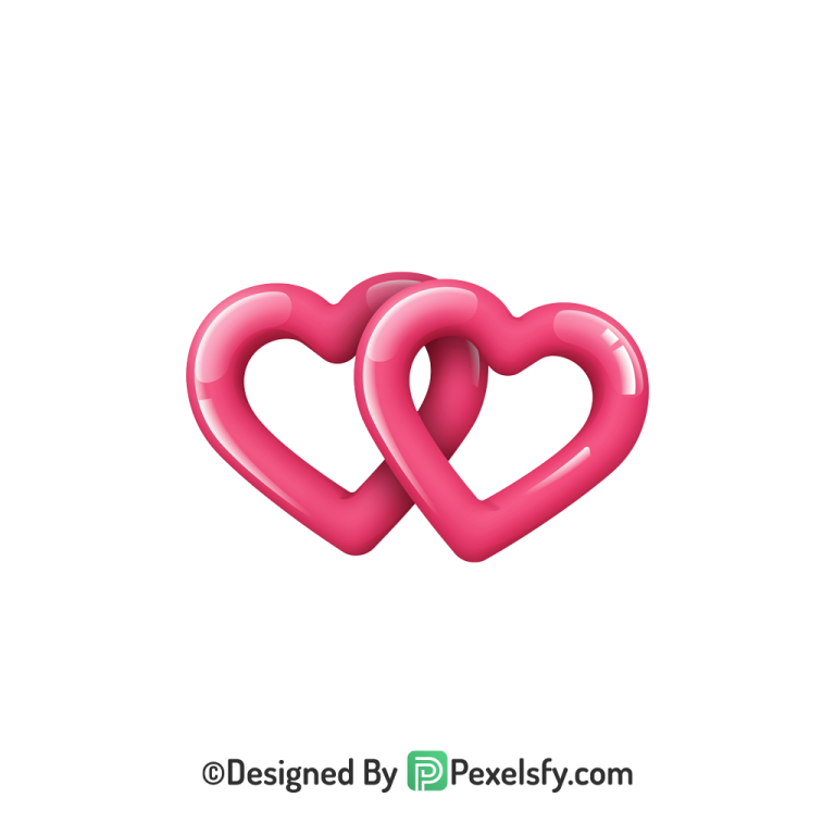 Kawaii Two Pink Hearts PNG Transparent, 3d