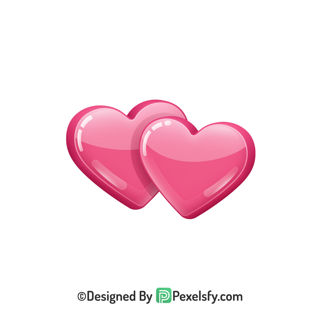 Vibrant Two Pink Hearts PNG Transparent, 3d