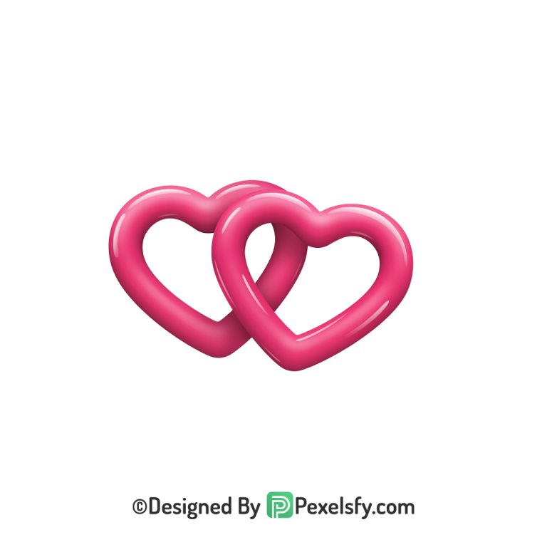 Light Two Pink Hearts PNG Transparent, 3d