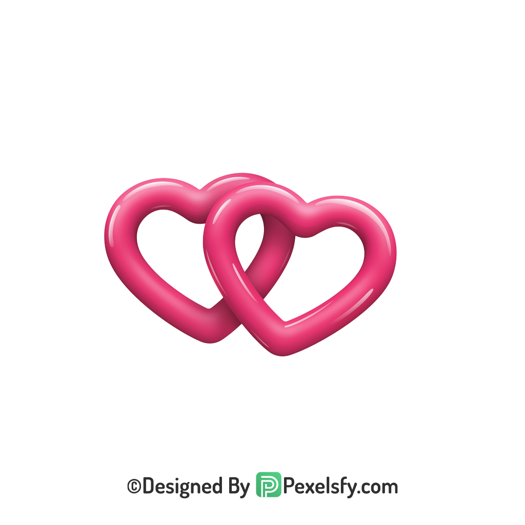 Light Two Pink Hearts PNG Transparent, 3d
