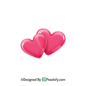 Cartoon Two Pink Hearts PNG Transparent, 3d