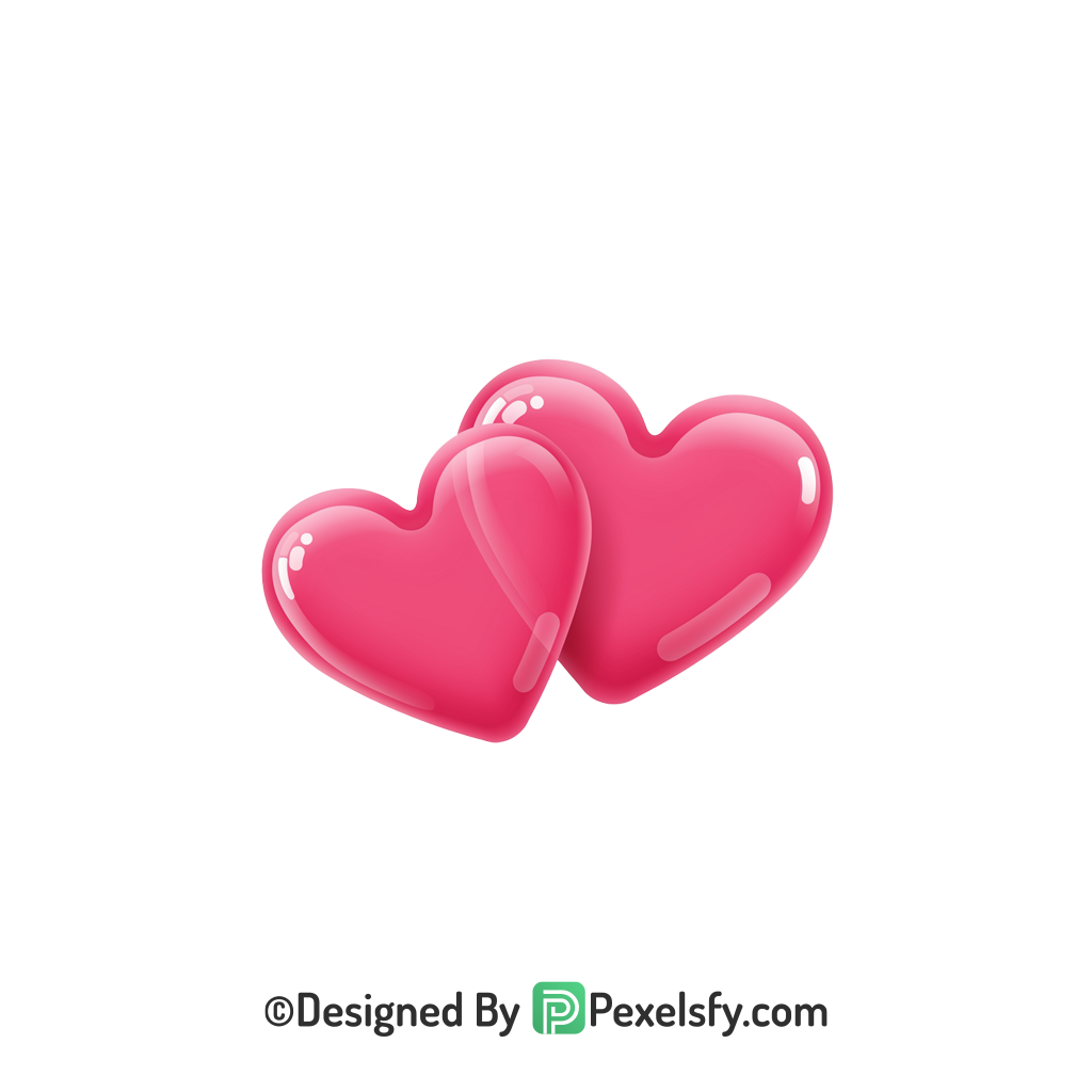 Cartoon Two Pink Hearts PNG Transparent, 3d