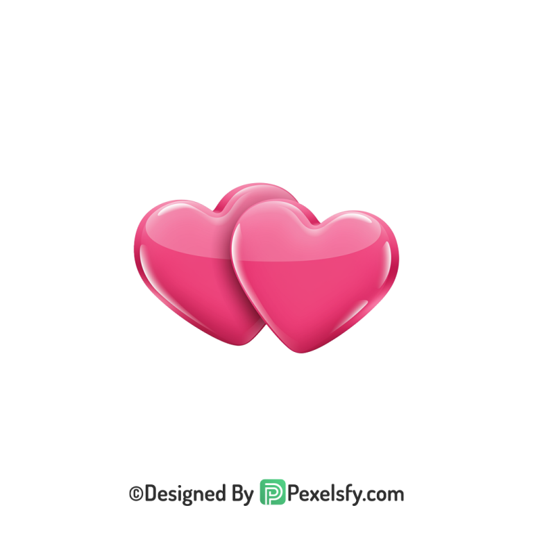 Bold Two Pink Hearts PNG Transparent, 3d
