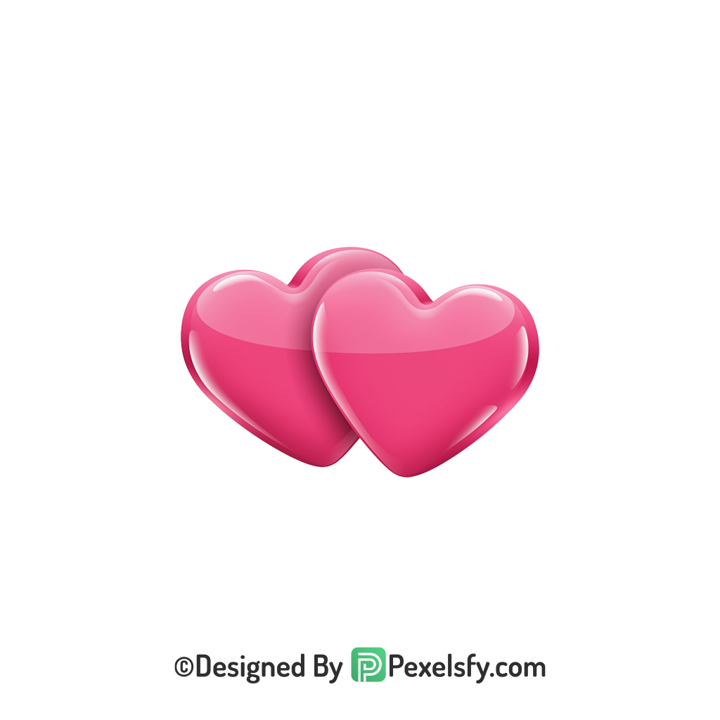 Bold Two Pink Hearts PNG Transparent, 3d