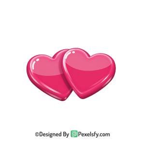 Beautiful Two Pink Hearts PNG Transparent, 3d