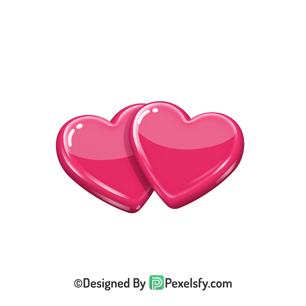 Beautiful Two Pink Hearts PNG Transparent, 3d
