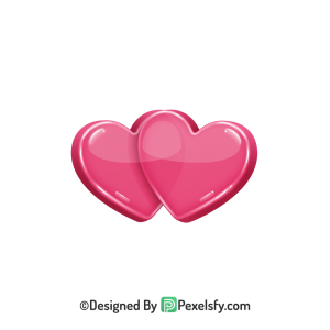 Colorful Two Pink Hearts PNG Transparent, 3d