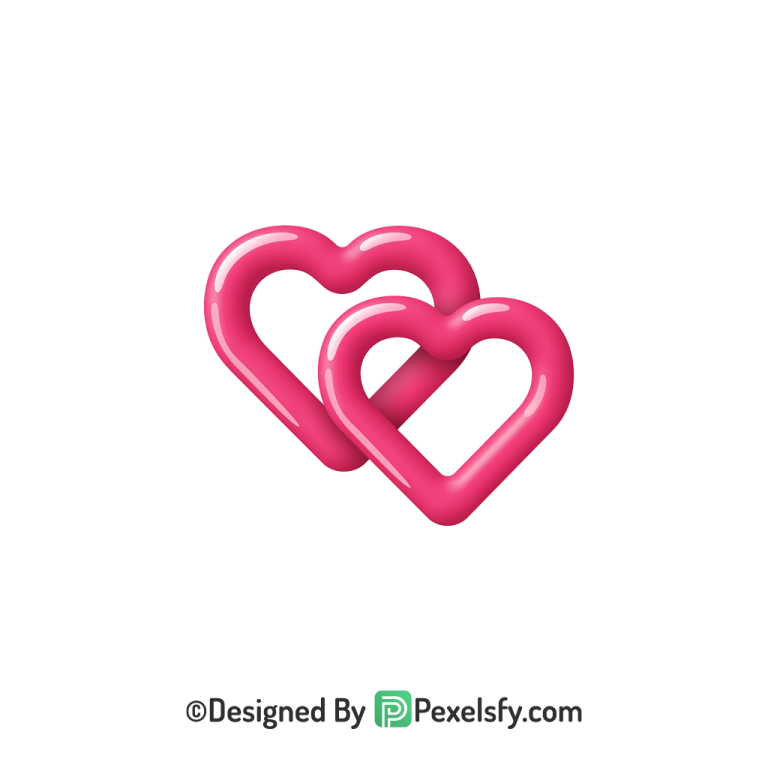Shiny Two Pink Hearts PNG Transparent, 3d