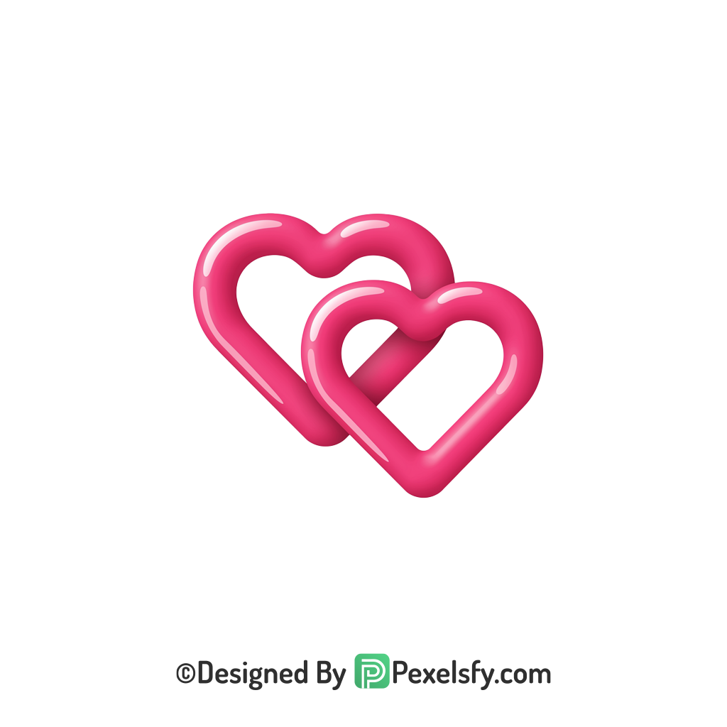 Shiny Two Pink Hearts PNG Transparent, 3d