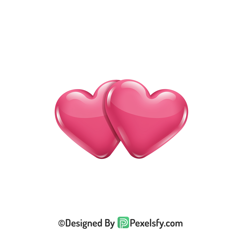 Stunning Two Pink Hearts PNG Transparent, 3d