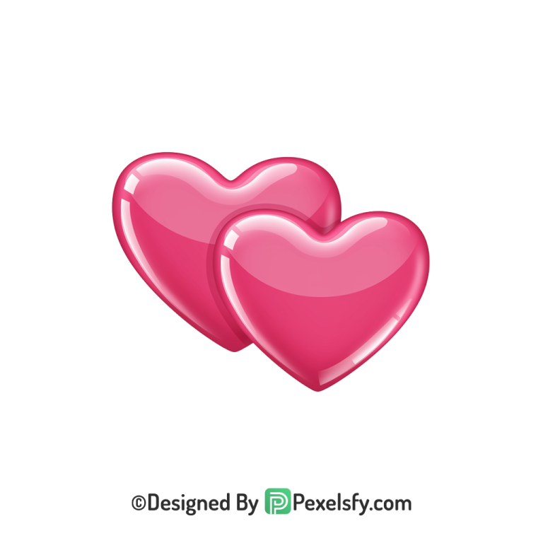 Stylish Two Pink Hearts PNG Transparent, 3d