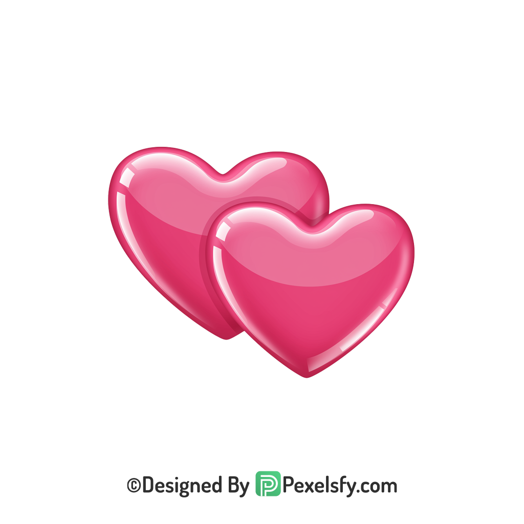 Stylish Two Pink Hearts PNG Transparent, 3d