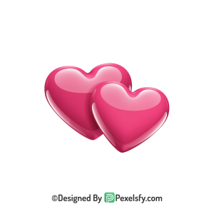 Minimal Two Pink Hearts PNG Transparent, 3d
